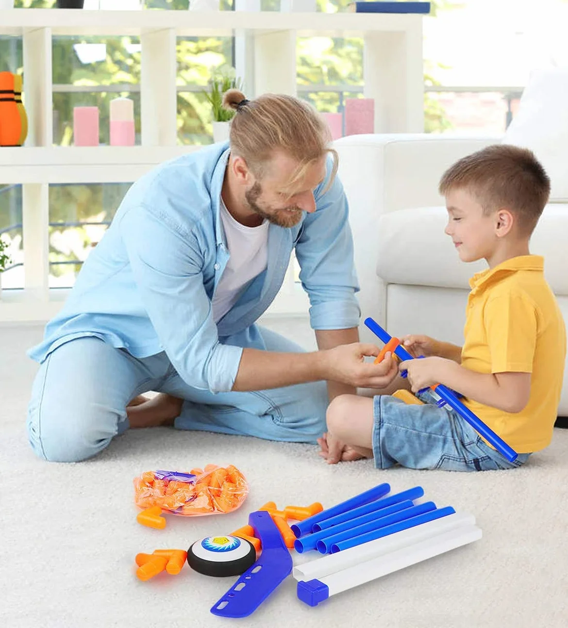 NIWWIN Set da calcio a LED ad aria, set da hockey, giocattoli da calcio per interni, giochi di calcio - Regali per ragazzi bambini 3 4 5 6 7 8 9 10 anni giocattoli