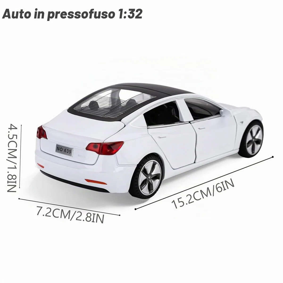 Tesla Model 3 1:32 Modellino Macchinina con Luce e Musica, Funzione Pull-Back, Lega Pressofusa, Ideale per Bambini dai 3 anni e Collezionisti (Bianco)