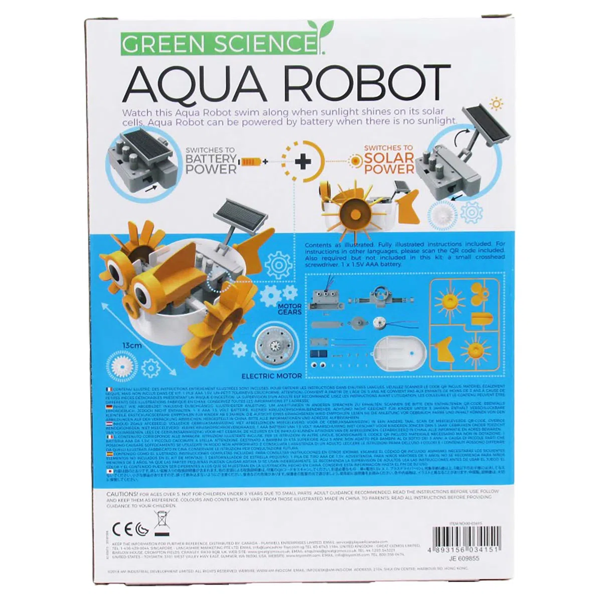 4M 403415 Green Science Aqua Robot-Solar Hybrid Power, Multi