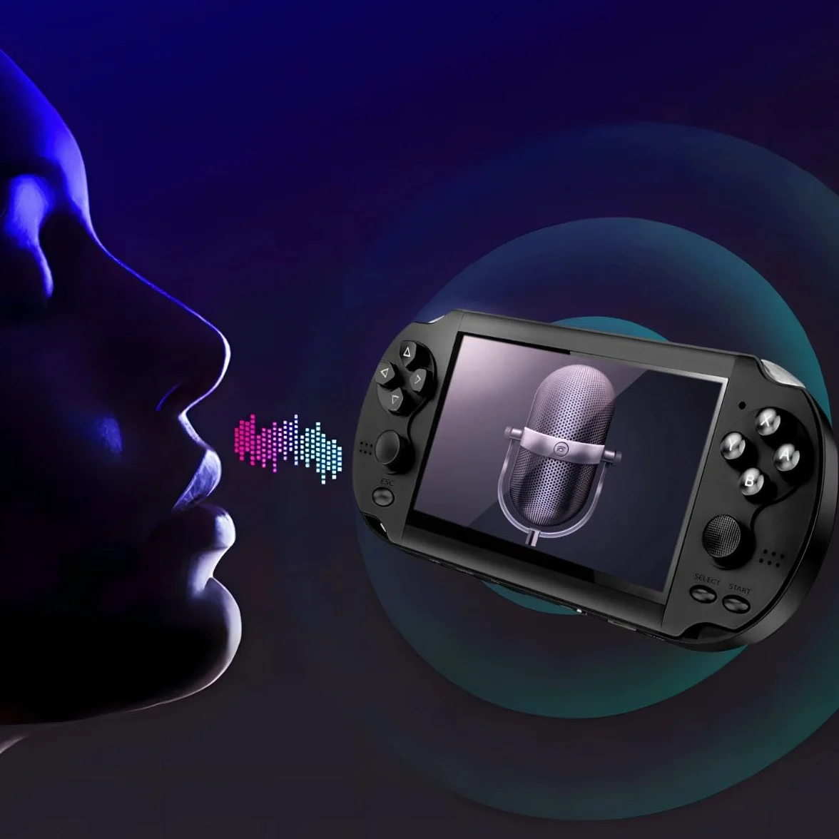 Retoo Console di gioco portatile con display HD 5,1 pollici, lettore SD, cuffie incluse, console portatile per videogiochi retrò, ideale per bambini e adulti, nero