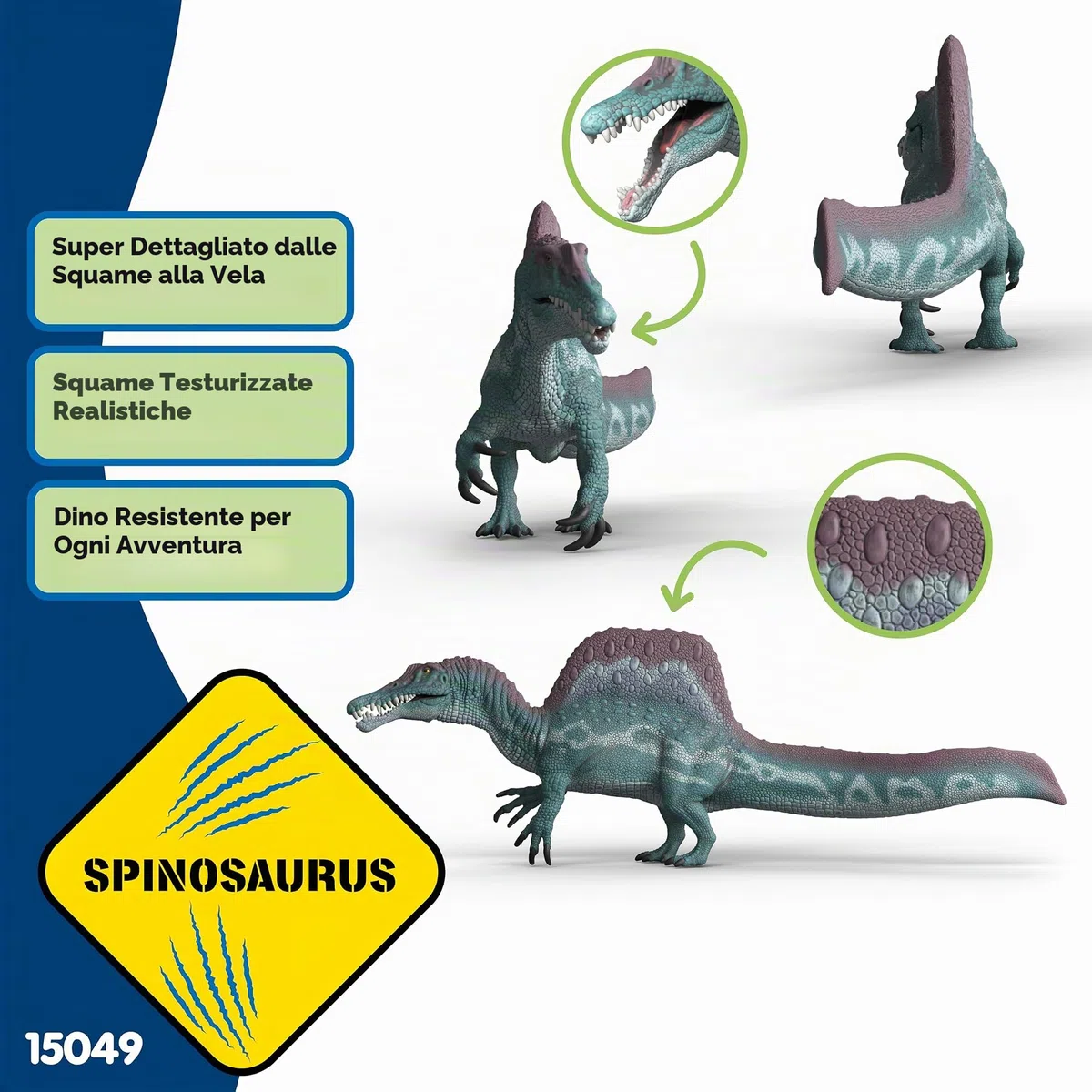 schleich DINOSAURS | Spinosauro 15049 | dinosauro dettagliato con mascella mobile | regalo per ragazze e ragazzi | giocattolo robusto per giocare e collezionare | figura dai 5 anni | 31 x 9 x 12 cm