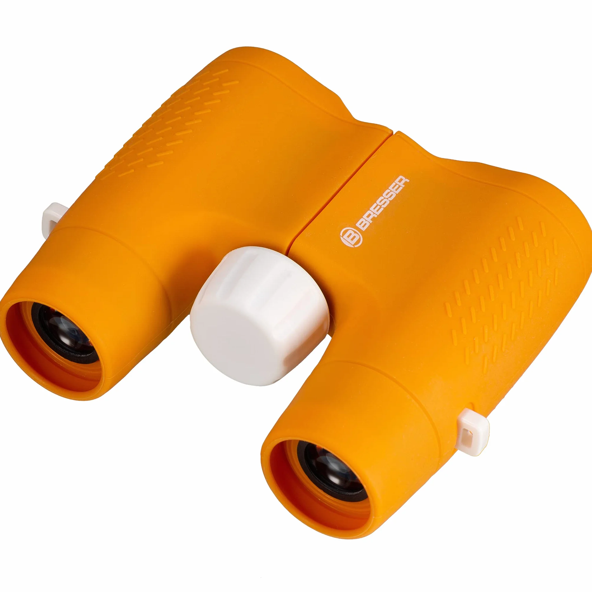Bresser Binocolo per bambini 6 x 21 con robusto corpo in gomma e messa a fuoco centrale, con custodia da cintura e maniglia, arancione