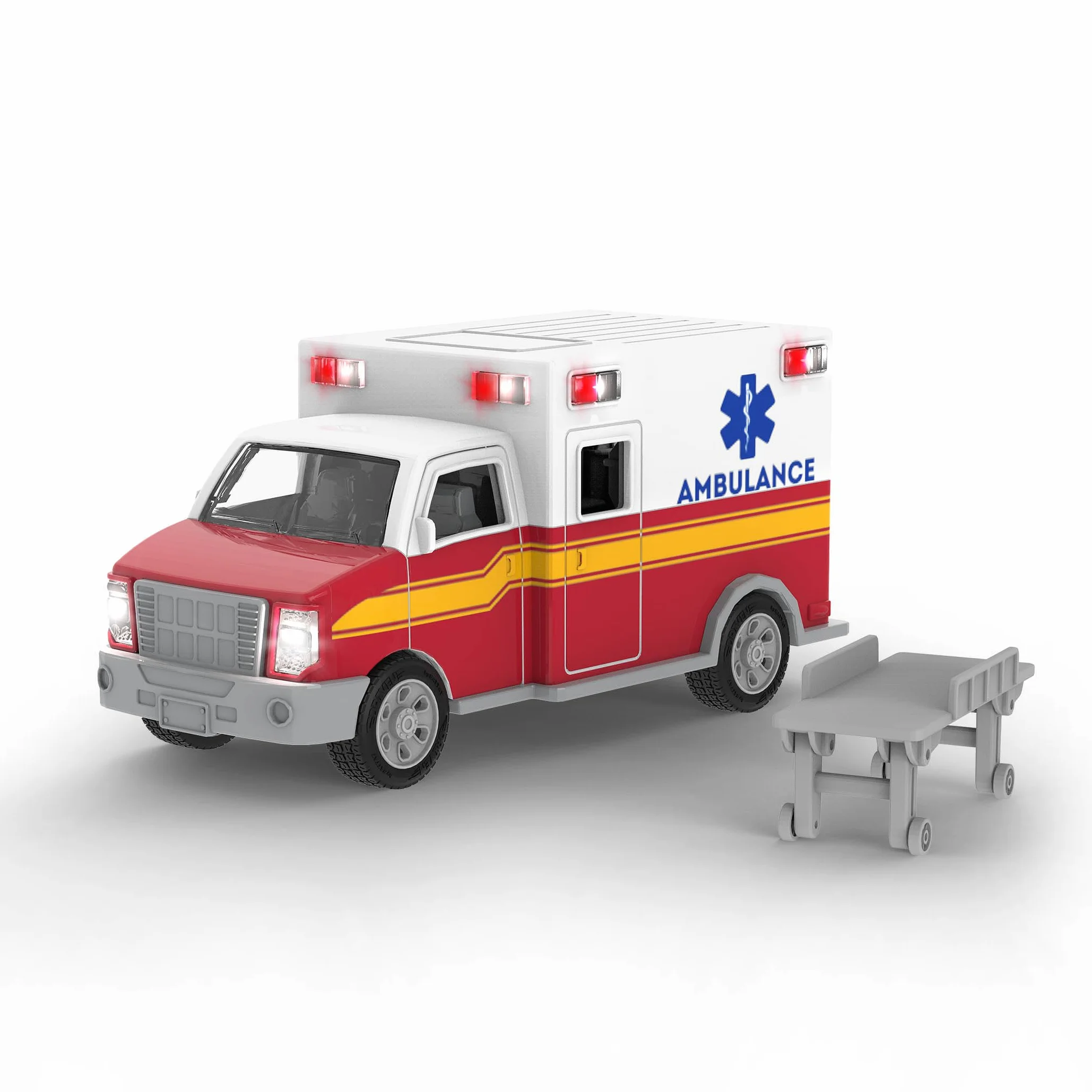 Driven by Battat - Micro flotta di emergenza - Set di veicoli di emergenza per bambini - Camion dei pompieri giocattolo con gru - Camioncino giocattolo per bambini - 3 anni +