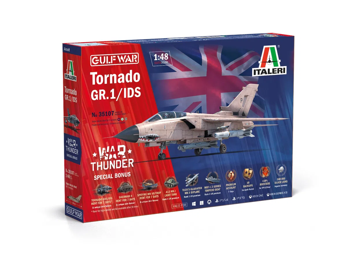 Italeri 35107 Tornado GR.1/IDS Gulf War War Thunder Edition, scala 1:48, Plastic Model Kit/Modello in plastica da montare