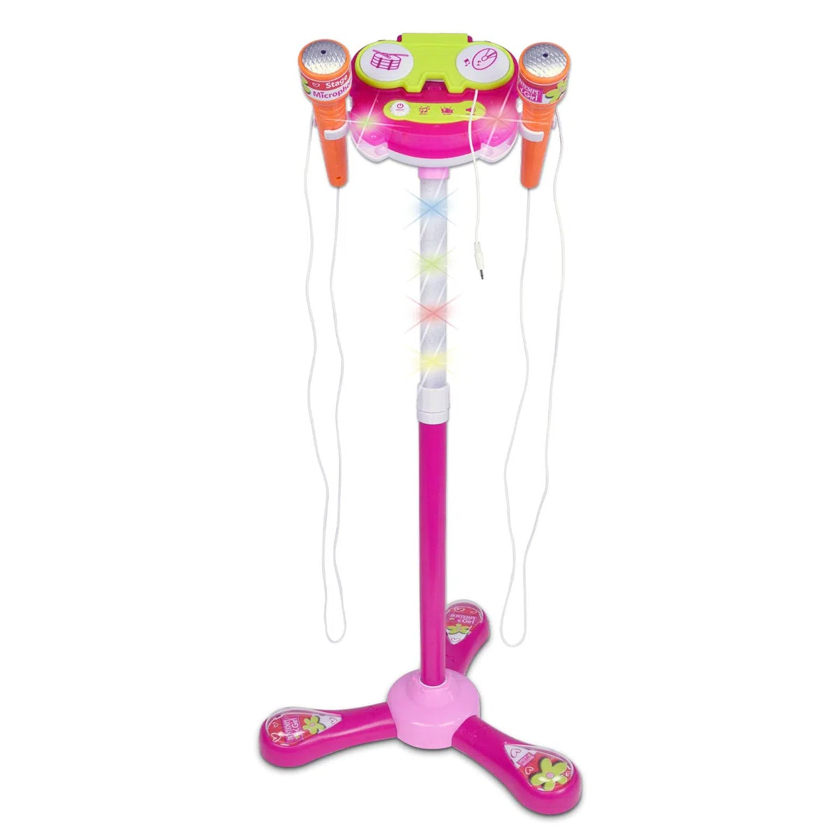 Bontempi | TwinStage Mic - Doppio Microfono da Palcoscenico con Connessione MP3 per Performance Strabilianti, Rosa, 360x360x890 mm