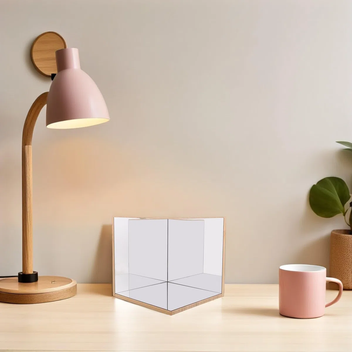 Specchio Montessori per Bambini Angolo Retto in Legno e Vetro, Gioco Sensoriale Portatile per Sviluppo Stem, Adatto per Casa e Scuola Materna