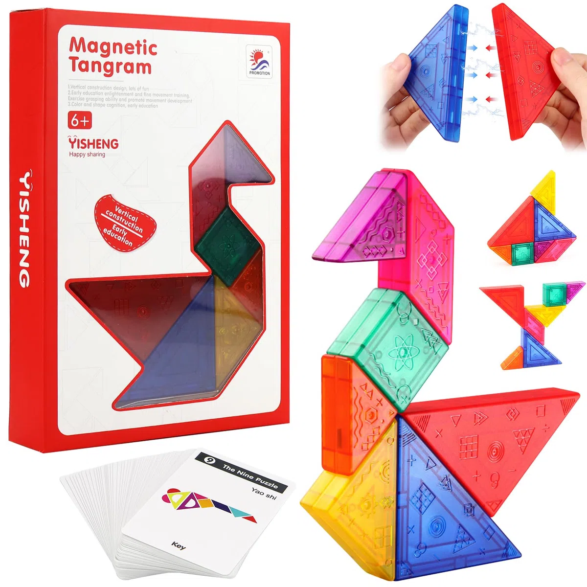 Tangram Magnetico IQ Puzzle Giochi di viaggio curioso e divertente per bambini dai 4 Tangram Bambini Tetris Magnetic Gioco Aereo Gadget
