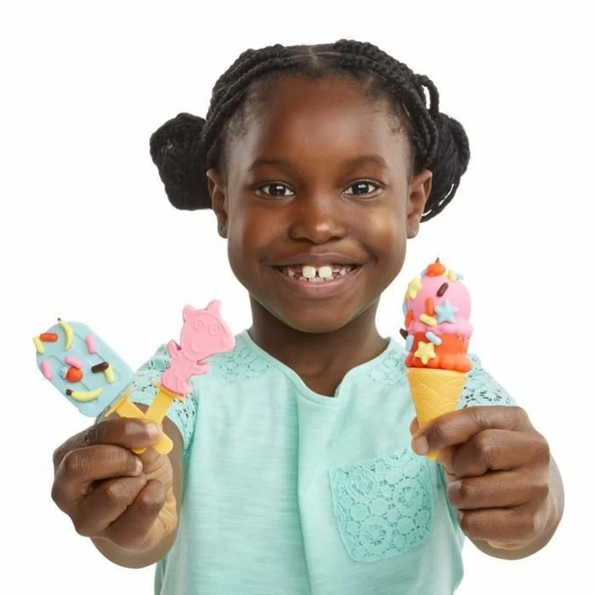 Play-Doh, playset Il gelato di Peppa con camioncino dei gelati, action figure di Peppa e George e 5 vasetti