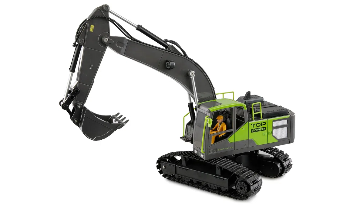 Amewi G071E Escavatore a catena 1:18 RTR telecomandato RC Escavatore bambini 8 anni, verde antracite
