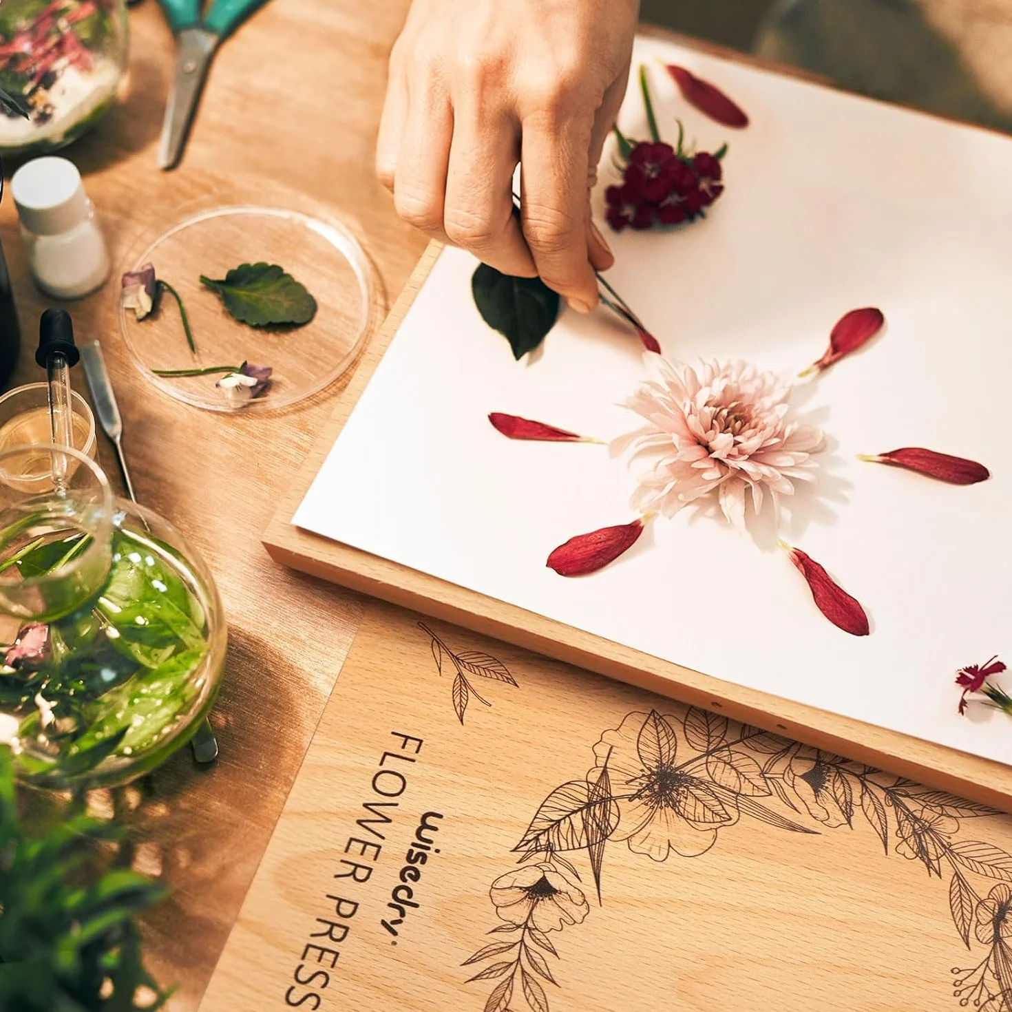 wisedry Kit di pressa per fiori, facile pressatura in un solo passaggio, pressione uniforme, 6 strati, 27,4 x 17,3 cm, kit di stampa per fiori per bambini e adulti, ottimo regalo per gli amanti dei