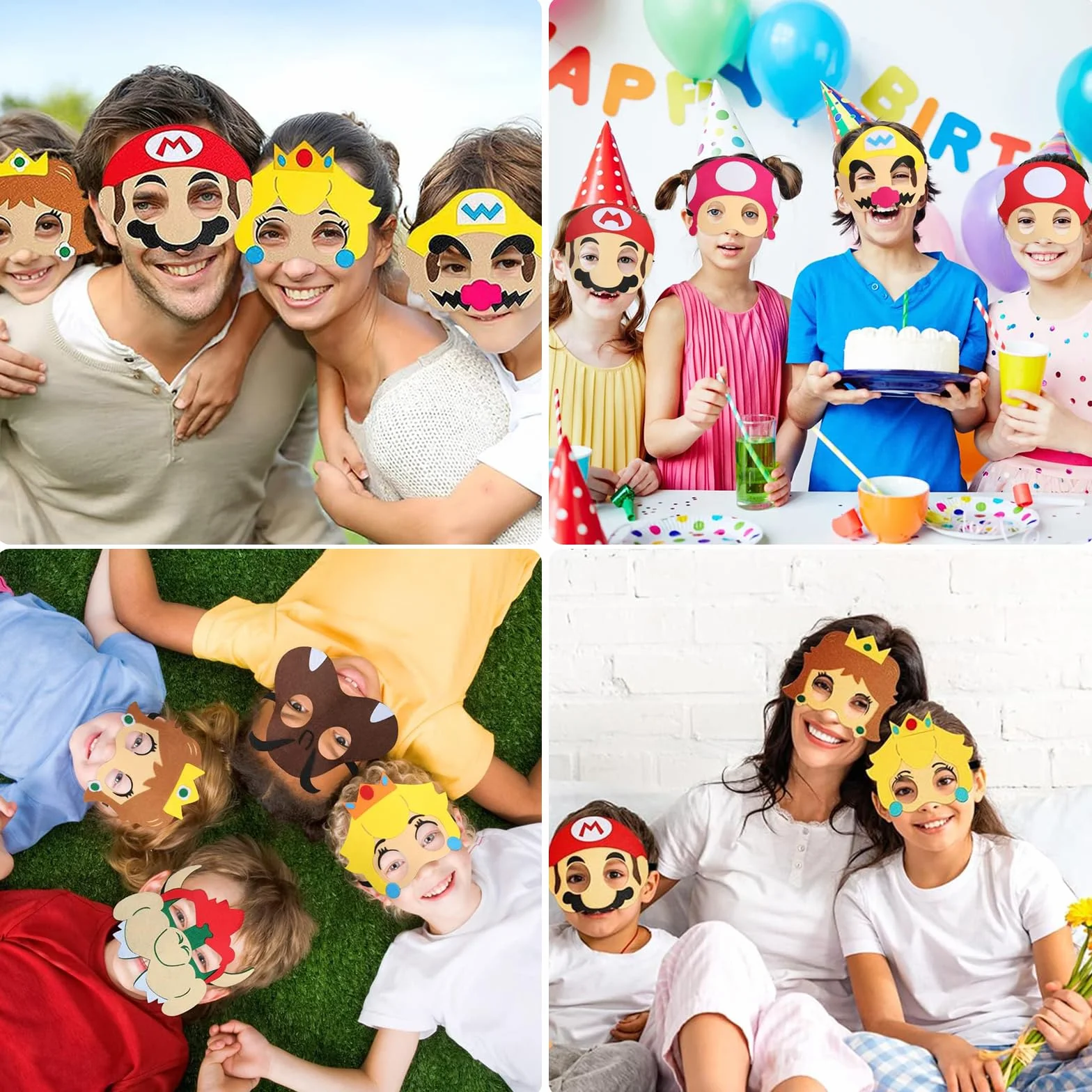 12 Pezzi Mario Maschere Animali, Maschere da Festa Cosplay, Maschere per Feste in Feltro, Festa in Maschera per Bambini e Adulti (Mehrere Stile)
