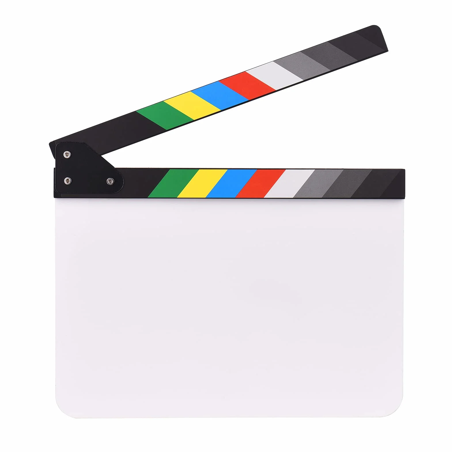 Andoer 30 x 24 cm Pellicola acrilica Clins Direttori del cinema Clapper Board Slate Cut Action Scene Blank Clap Board cancellabile a secco con bastoncini multicolore