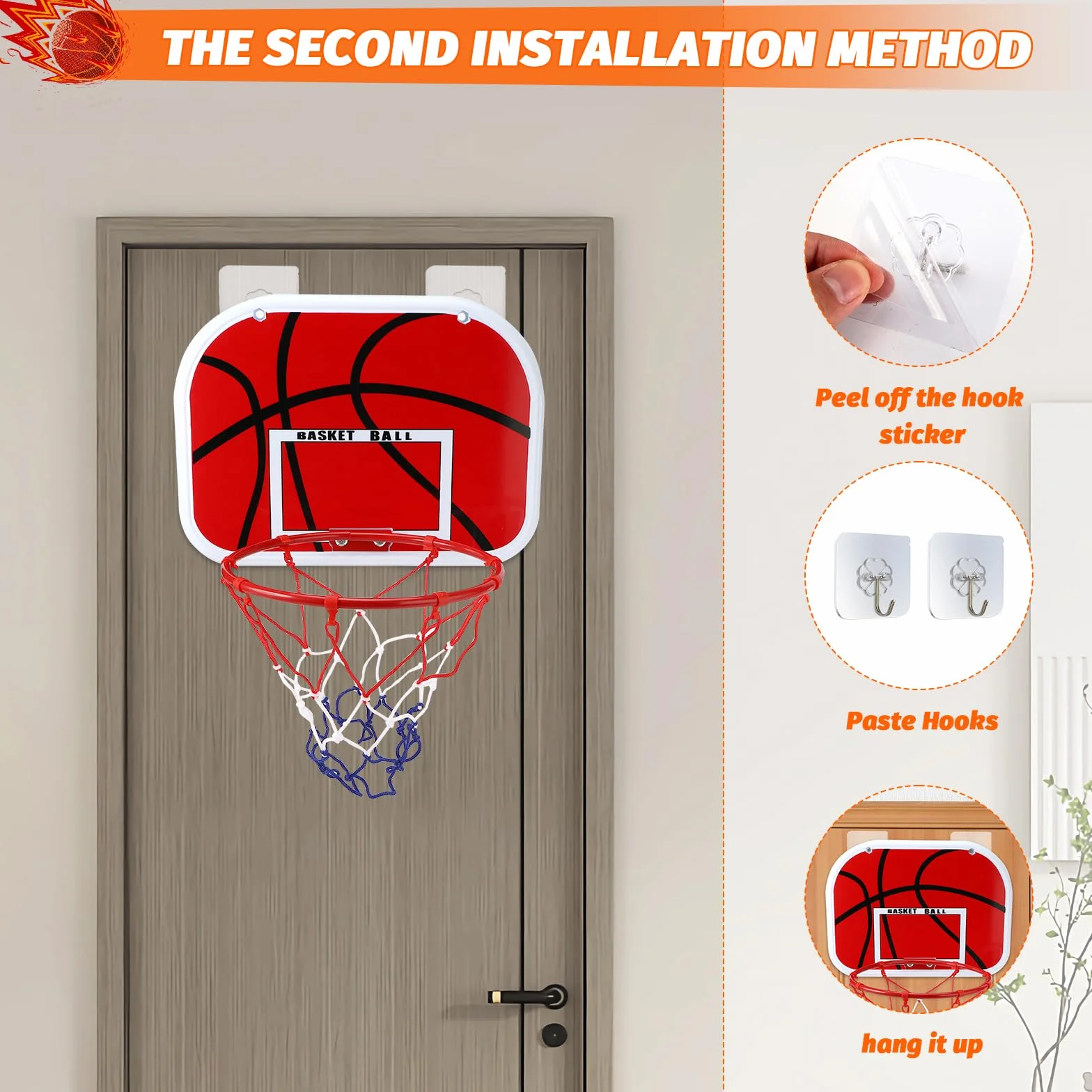 Gowkeey Mini Canestro Basket da Camera Set, Canestro Basket Bambini Facile da Installare, Canestro Basket da Muro con Pompa, Pallone da Basket e Altri Accessori per Porte di Casa, Pareti, Uffici