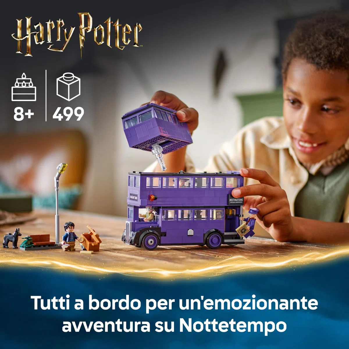 LEGO Harry Potter Avventura su Nottetempo - Autobus Giocattolo del Mondo Magico con 5 Minifigure da Collezione e Accessori come Bacchette Magiche - Regalo per Bambine e Bambini da 8 Anni - 76446