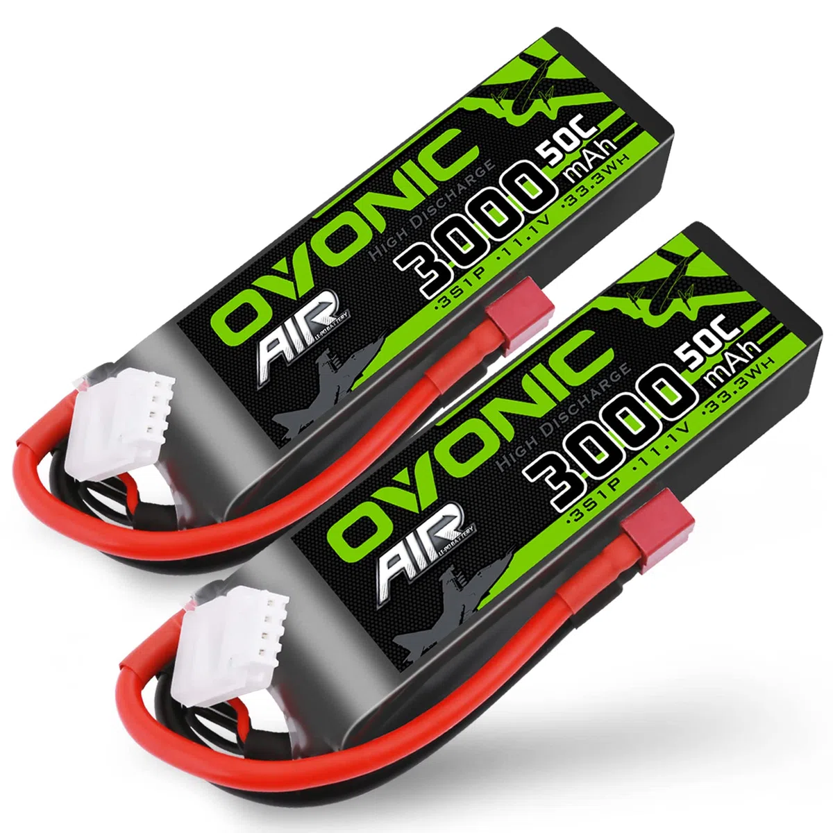 OVONIC 3s Batteria Lipo 3000mAh 50C 11.1V Lipo con Connettore a T stile Dean per RC Aereo Elicottero Auto Camion Truggy RC Hobby Fai da te (2 confezioni)
