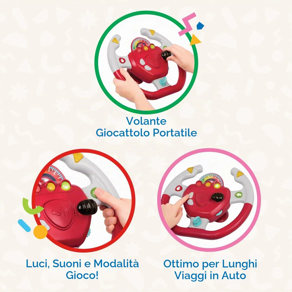 Battat - Orientato alla sterzatura - Volante interattivo - Auto giocattolo portatile - Giochi e canzoni per bambini - Viaggio in macchina per bambini - 2 anni +