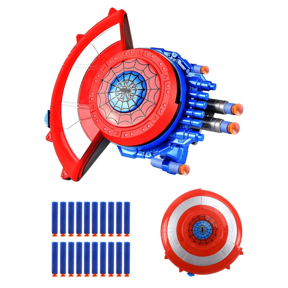 Lanciatore Scudo Captain Scudo Difensivo e Scudo Launcher, Launcher di Eroe, Scudo Morbido Bullet Lanciatore Giocattolo Accessorio Cosplay Regalo per Bambini