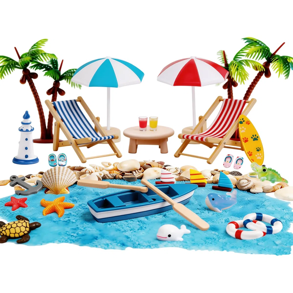 34 accessori decorativi da spiaggia in miniatura, decorazione in miniatura
