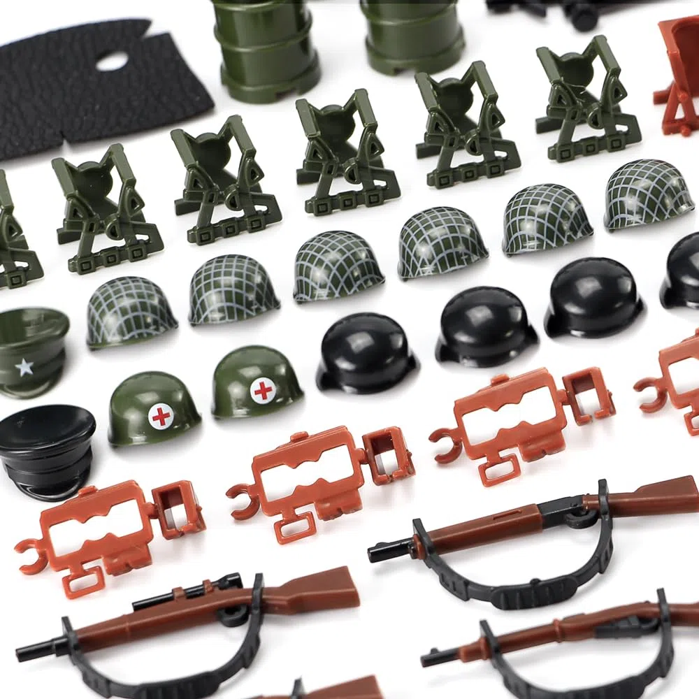 Pacchetto di armi WW2 Set di blocchi di costruzione di giocattoli militari per figure di soldati Pacchetto di modelli di equipaggiamento dell'esercito Pezzi compatibili con le principali marche