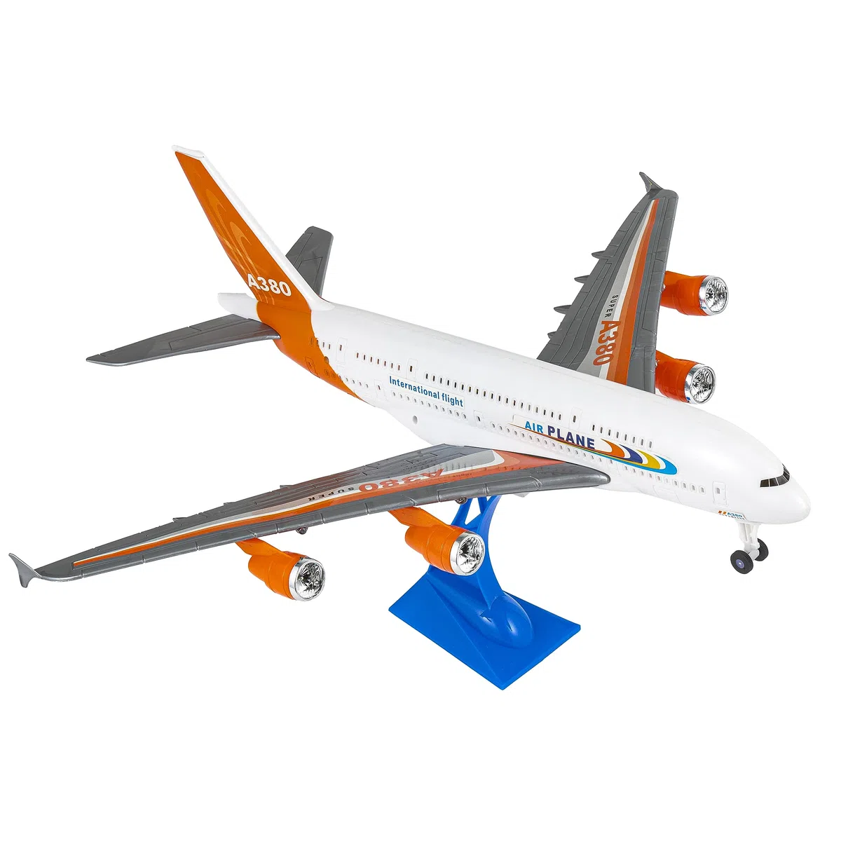 Baroni Toys Aeroplano Ready to Run Giocattolo con Luci e Suoni Colorato, Aereo Gioco da Bambino Accessori Inclusi, Gioco a forma di Aereo per Bambini 3 4 5 6 7 anni, 54x48x10 cm