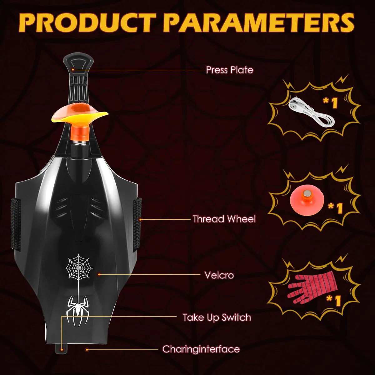 Towwoo Spider Web Shooter, guanto lanciatore Spider Cosplay guanto 3 m Launcher set giocattolo polso elettrico avvolgimento automatico cavo (Aggiornamento)