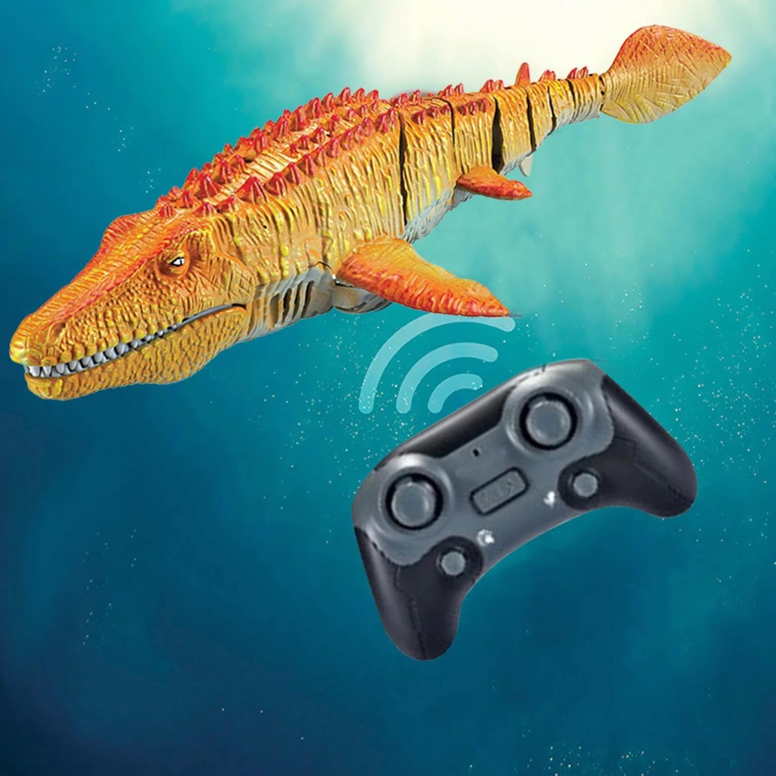 Giocattolo di Mosasaurs subacqueo - Creatura 'acqua telecomandata con effetto spray | Reptile di nuoto RC realistico con luci per avventure in piscina, di bagno interattivo o gioco estivo al