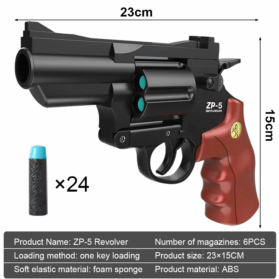 Revolver in schiuma, pistola giocattolo, pistola per bambini, pistole giocattolo per bambini,pistola giocattolo (caffè nero)