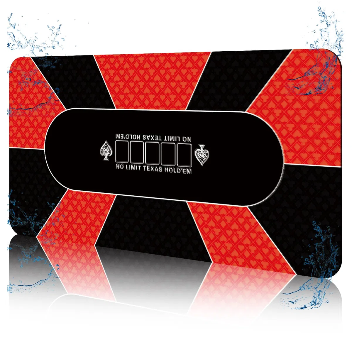 Tappetino da Poker Mat professionistico 180 x 90 cm, 8 Player portatili Rubber Texas Hold ’em Poker Table Top Layout w/carry Bag