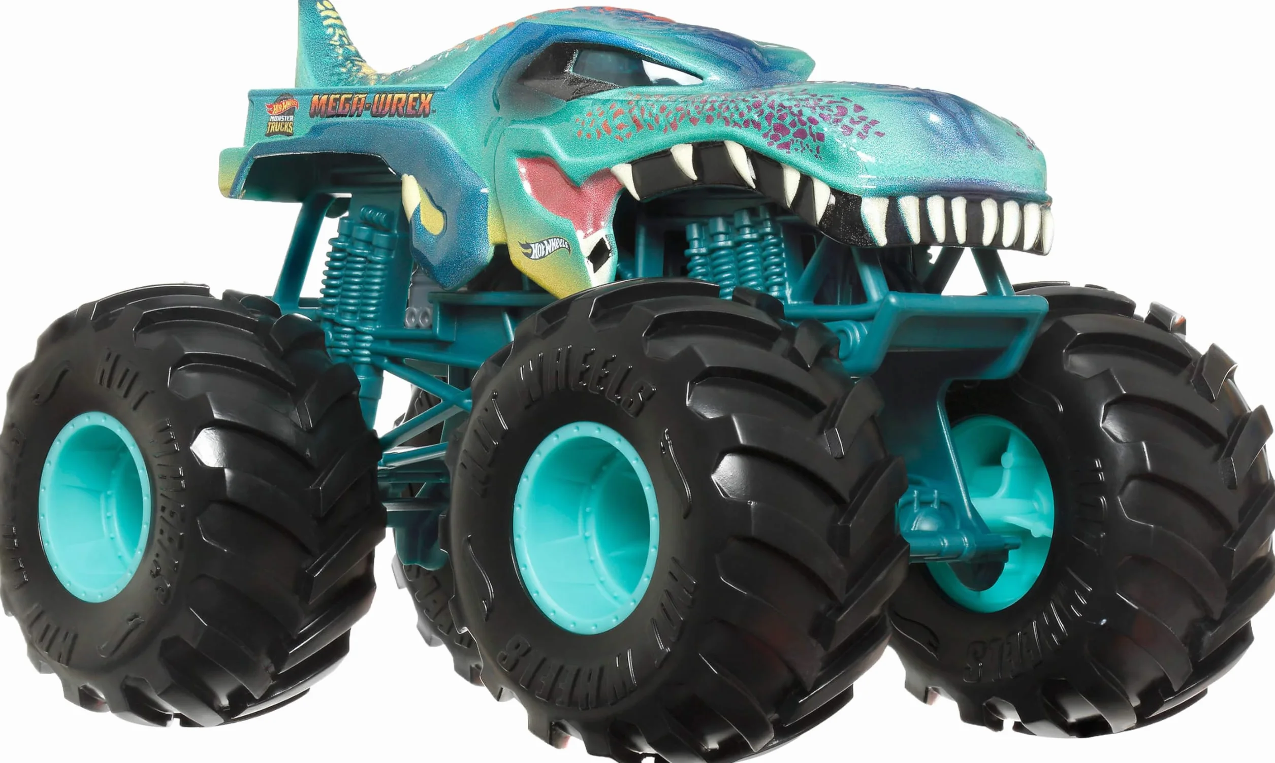 Hot Wheels Monster Trucks - Mega-Wrex Oversize, Veicolo in Scala 1:24 con Ruote giganti e carrozzeria in Metallo, Perfetto per Le acrobazie, Giocattolo per Bambini, 3+ Anni, JDR03