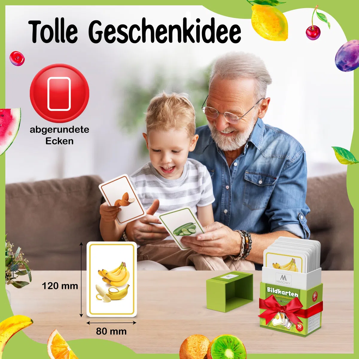 MASCHKY - Schede educative per bambini – Carte immagini di alta qualità – Promozione vocale – Montessori – Carte immagini stabili e spesse – Giochi di logopedia – Bilingue – Ottima idea regalo..