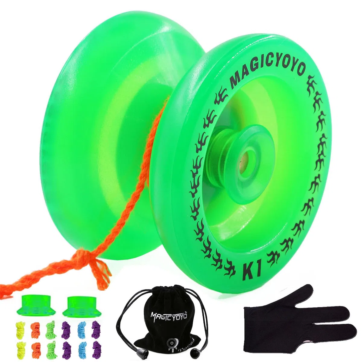 MAGICYOYO Yoyo Ball - Giocattolo professionale reattivo per bambini e adulti, per principianti, Yo Yo che si illumina al buio, Magic Yoyo K1-Plus con guanto Yo-Yo + borsa + corde Yo-yo