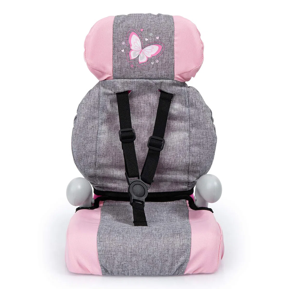 Bayer Design- Giocattolo, Seggiolino Auto, Accessori per Bambole con Cintura, Moderno, Colore Jean Gris, Rose avec Papillon, 67533AA