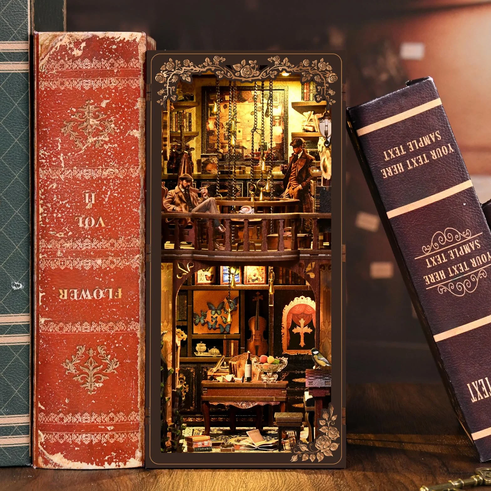 book nook-Dunkle Box – Caso misterioso-Mit Musikbox-Bauspielzeugset mit LED Licht,diy set erwachsene,3D Holzbausatz,bastelset erwachsene