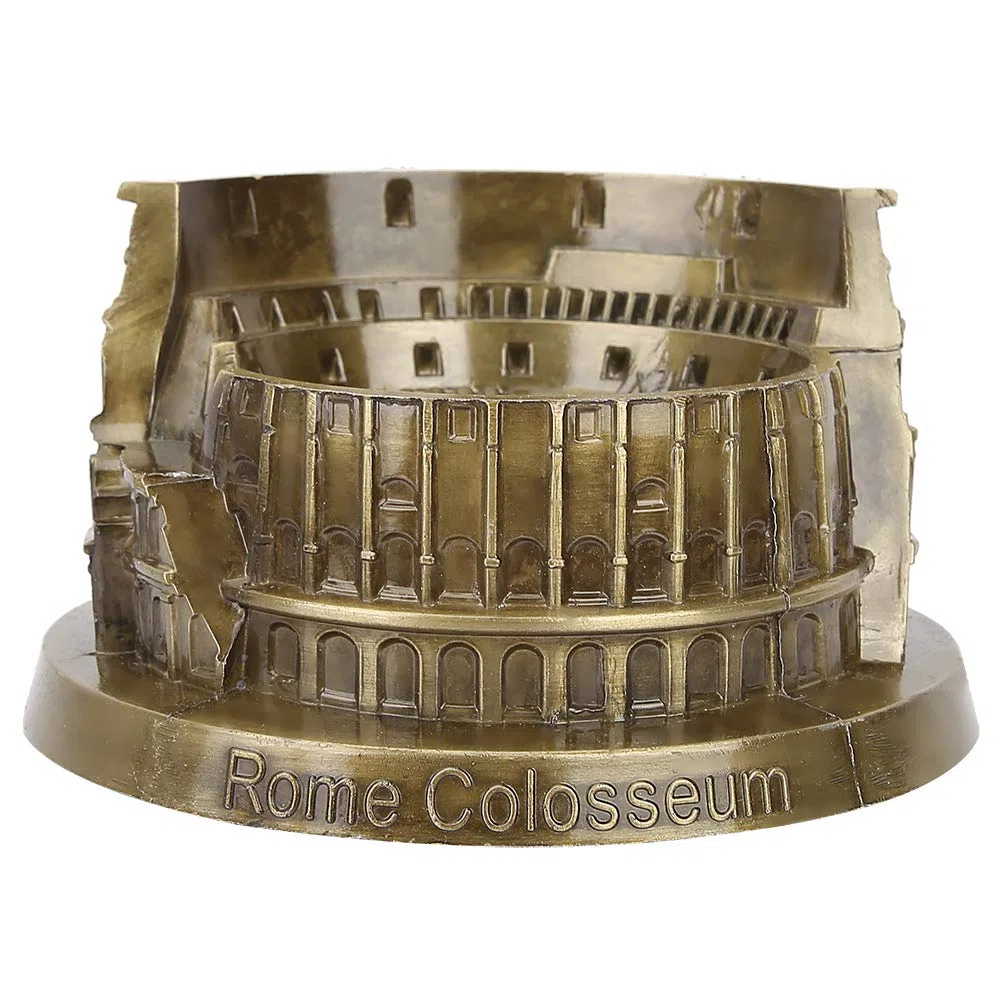 Pssopp Roma Colosseo Modello Metallo Miniatura Colosseo Romano Bronzo retrò Architettura Antica per Scultura Artigianale Artigianale