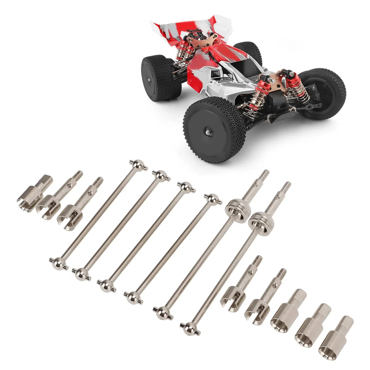 Kit Albero di Trasmissione CVD RC, Set di Giunti Dogbone per Albero di Trasmissione in Acciaio Set di Pezzi di Ricambio per L'aggiornamento del Trattamento Termico per WLtoys 144001 RC Car