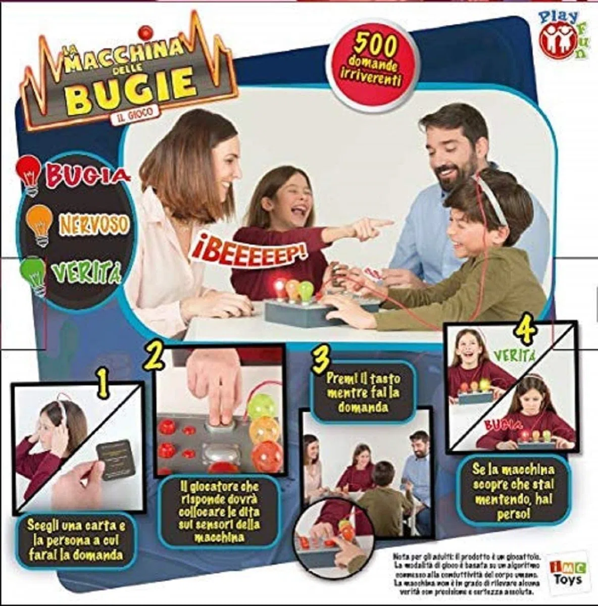 PLAY FUN BY IMC TOYS Macchina delle Bugie (in Italiano), Gioco Bugie e Verità, Gioco da Tavolo per Bambini e Adulti da 8 Anni in Su