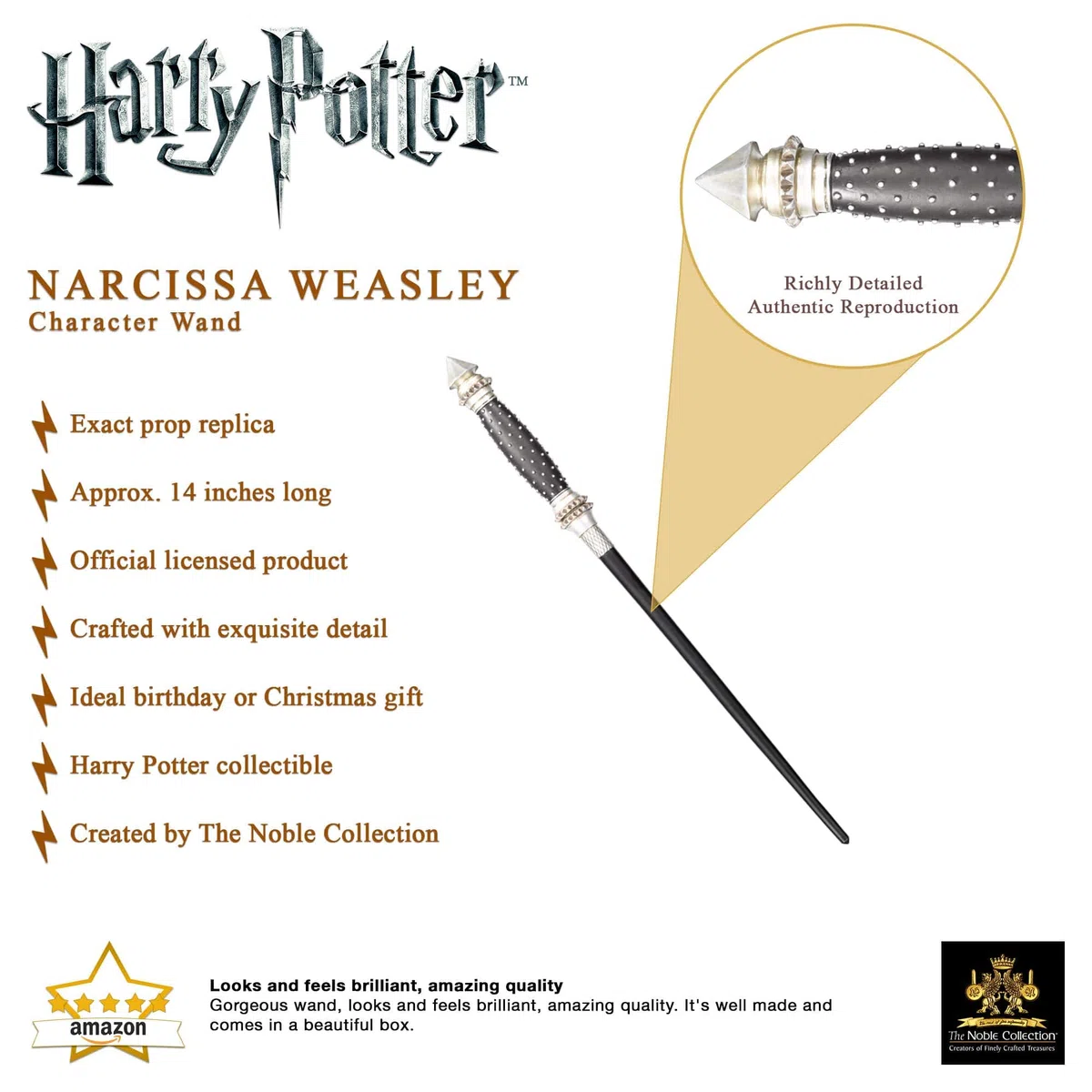 The Noble Collection La Nobile Collezione Narcissa Malfoy Character Wand.