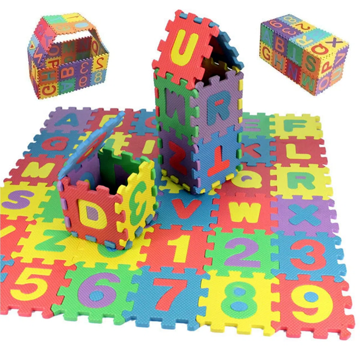 Tappeto Puzzle per Bambini,36 Pezzi Puzzle,Tappeto Gioco per Neonato in EVA Antiscivolo Non Tossico Puzzle con Lettere e Numeri,Certificato CE