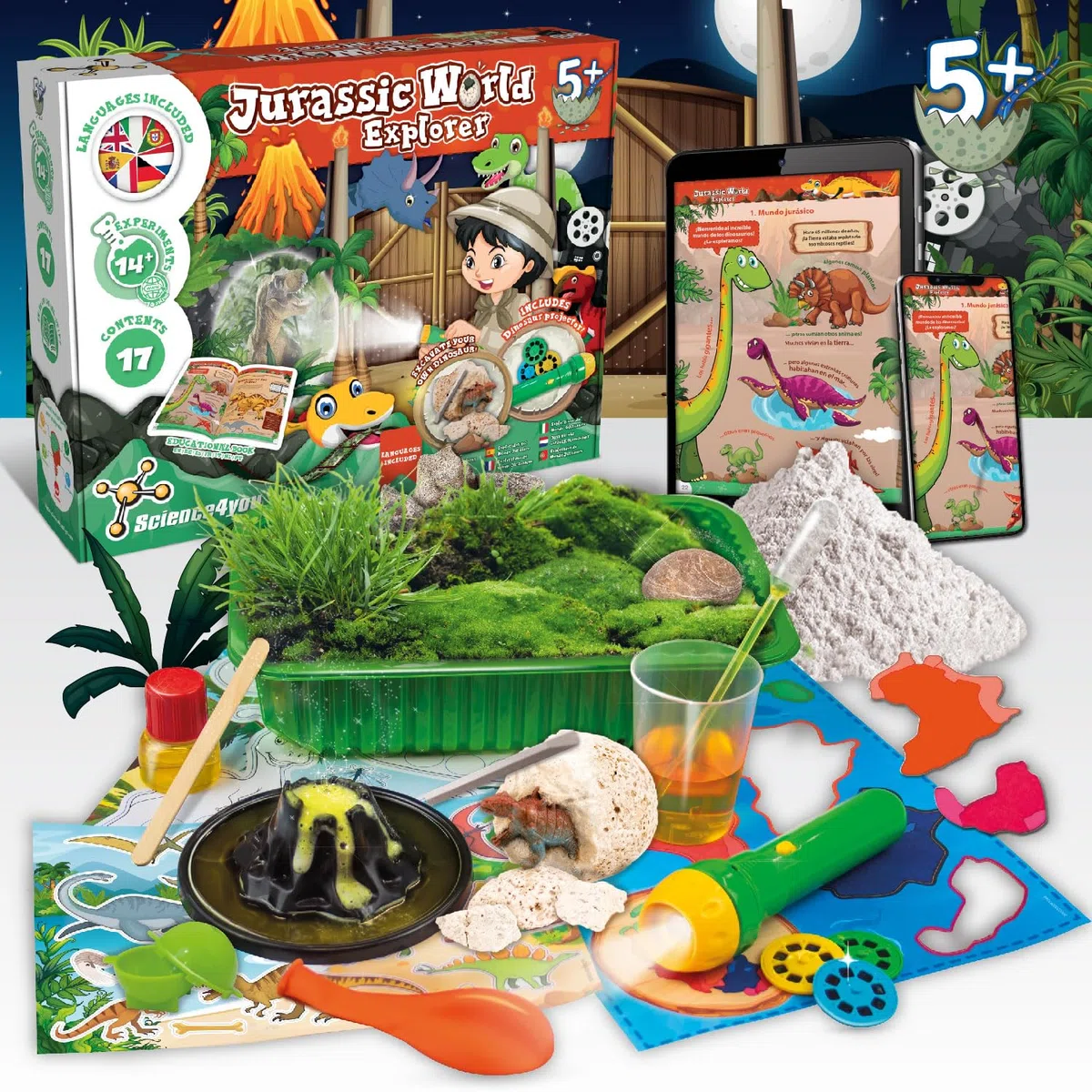 Science4you Esploratore Giurassico - Giochi di Dinosauri per bambini, Giocattolo Jurassic con 24 Esperienze, Regalo per Bambino e Bambina 4 5 6+ Anni