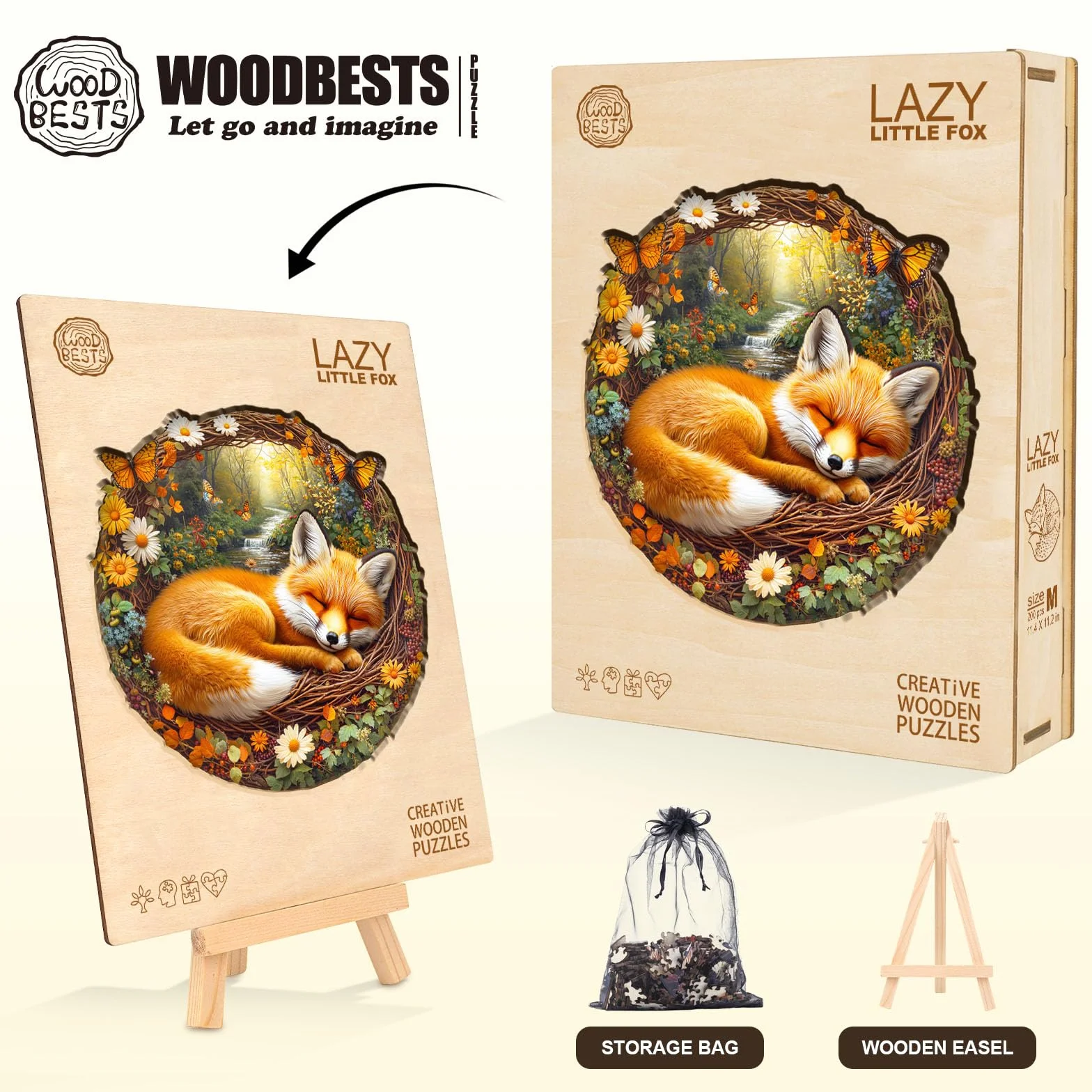 Puzzle in Legno per Adulti Piccolo Renard Pigro - Puzzle in Legno da 200 Pezzi, Idea Regalo per Gli Amanti dei Puzzle, Decorazione Murale e Regalo per Amici e Famiglia