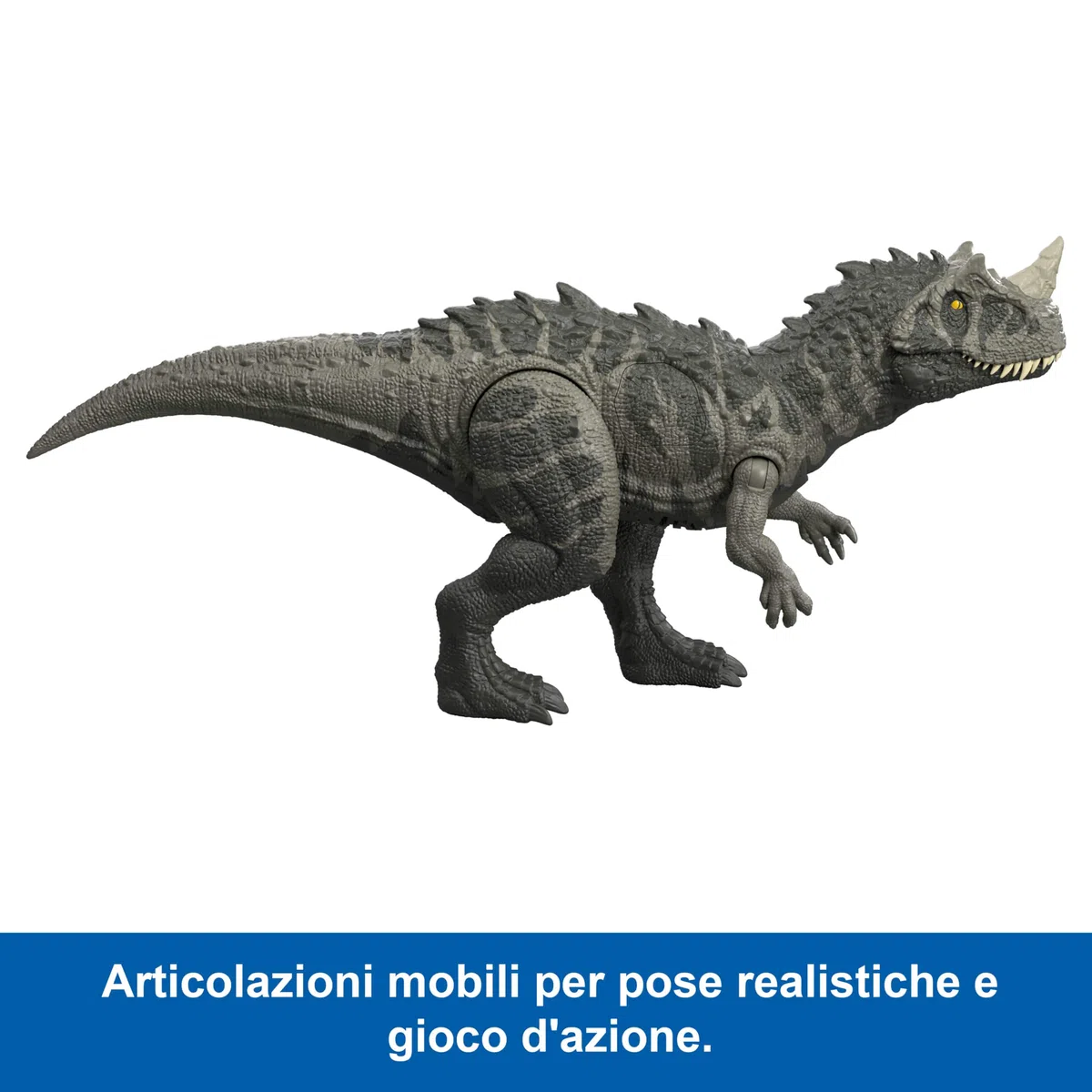 Mattel Jurassic World - Ceratosaurus Ruggito Selvaggio, dinosauro snodabile con mandibola multidirezionale, mossa d'attacco e suoni inclusi, giocattolo per bambini, 4+ anni, JKL77