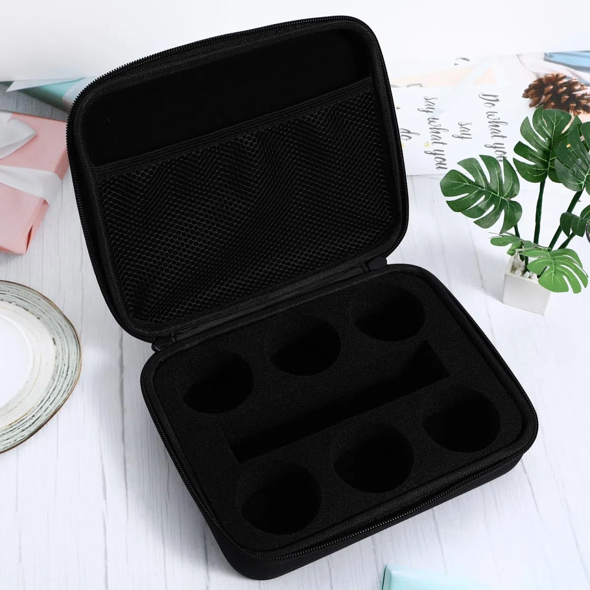WOONEKY Yoyo - Custodia per riporre accessori e giocattoli, con imbottitura interna e rete con cerniera, pratica per viaggiare e casa