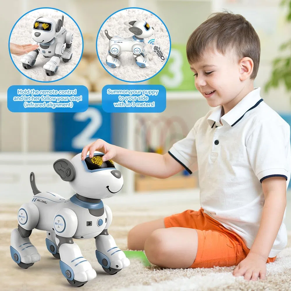VATOS Bambini Giocattolo Robot Cane Interattivo Tocco e Segui con 17 Funzioni, Danza Programmabile Musica RC per Ragazze 3-12 Anni