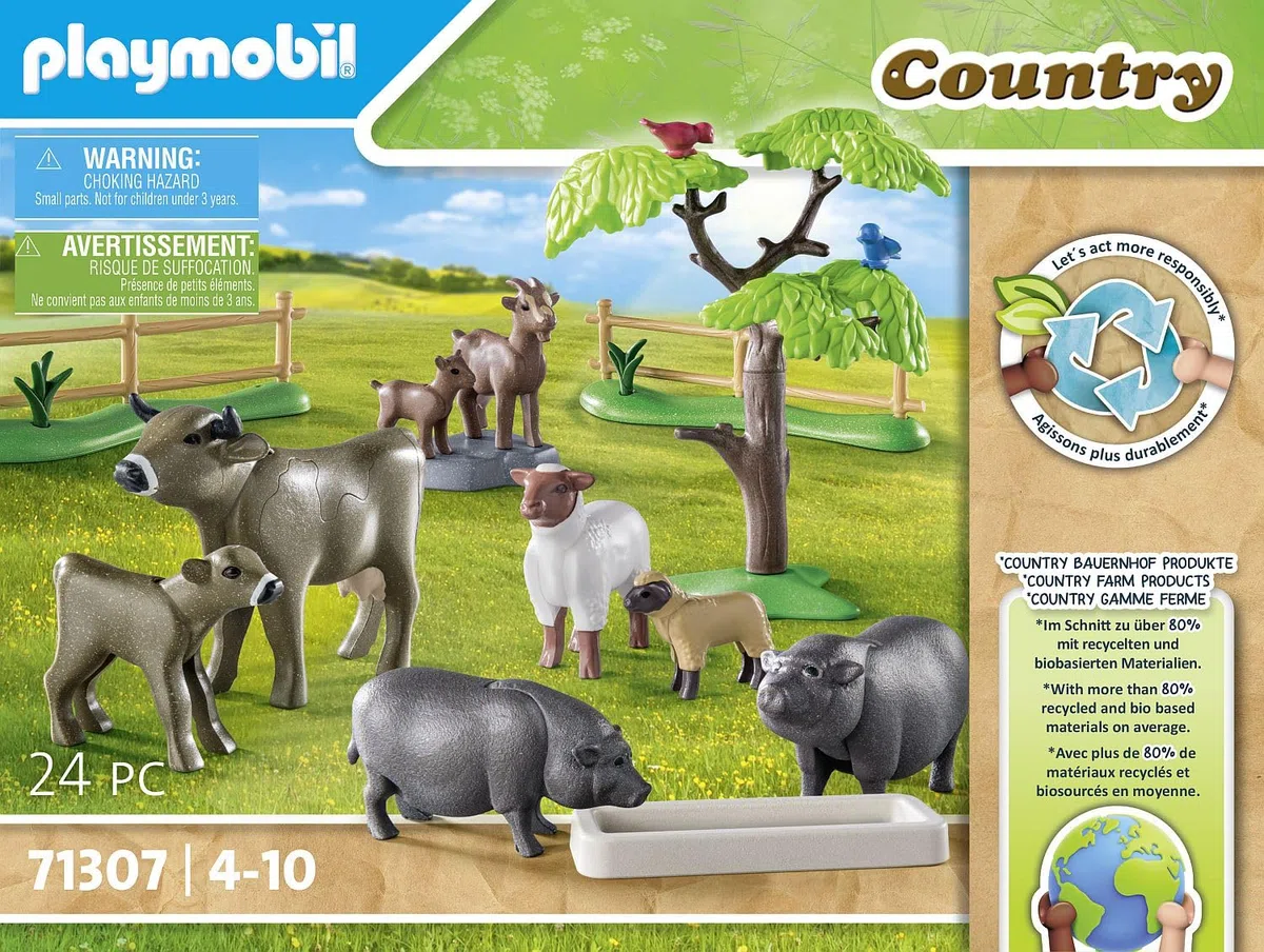 PLAYMOBIL Country 71307 Animali della Fattoria,con Adorabili Mucche, capre, Pecore e maiali vietnamiti, Giocattolo per Bambini dai 4 Anni in su