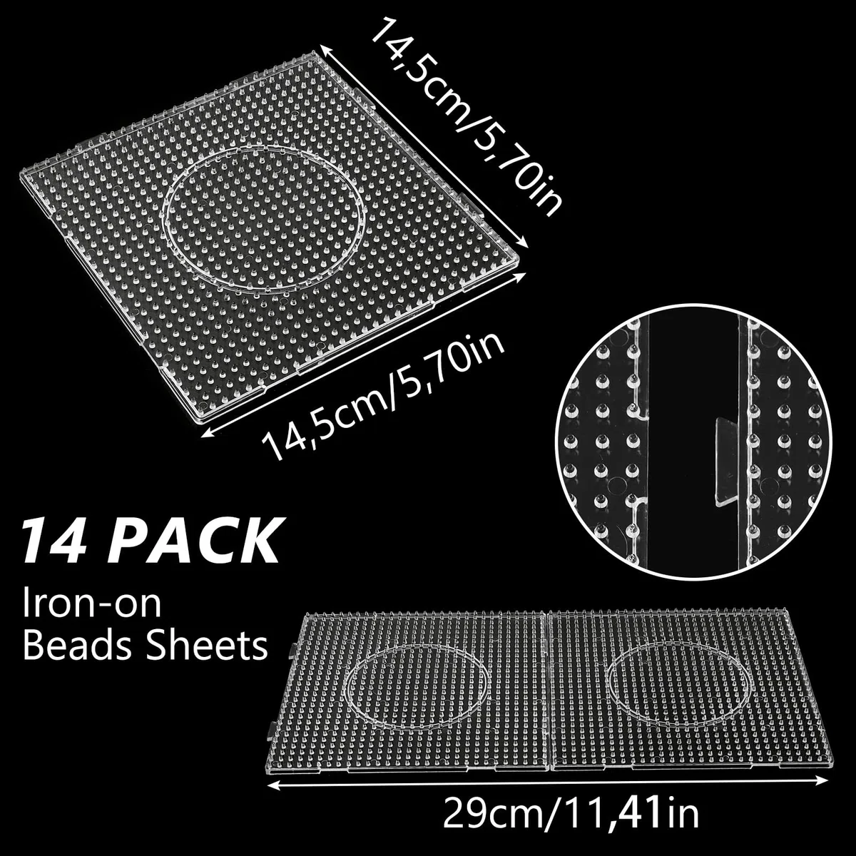 14 perline da stirare, piastre da 5 mm, piastra quadrata, 15 x 15 cm, perline da stirare, piastre trasparenti, per modelli puzzle