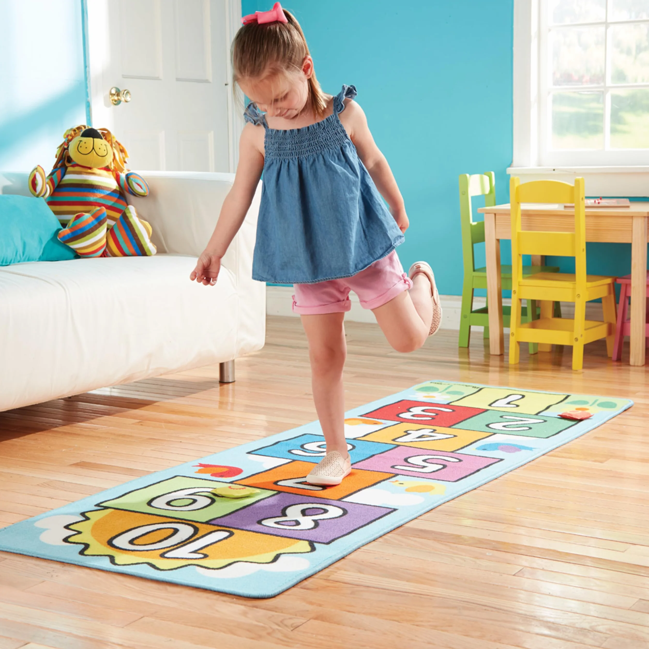 Melissa & Doug- Hop & Count Hopscotch Tappeto (imballaggio frustrato), Cuori, 96152