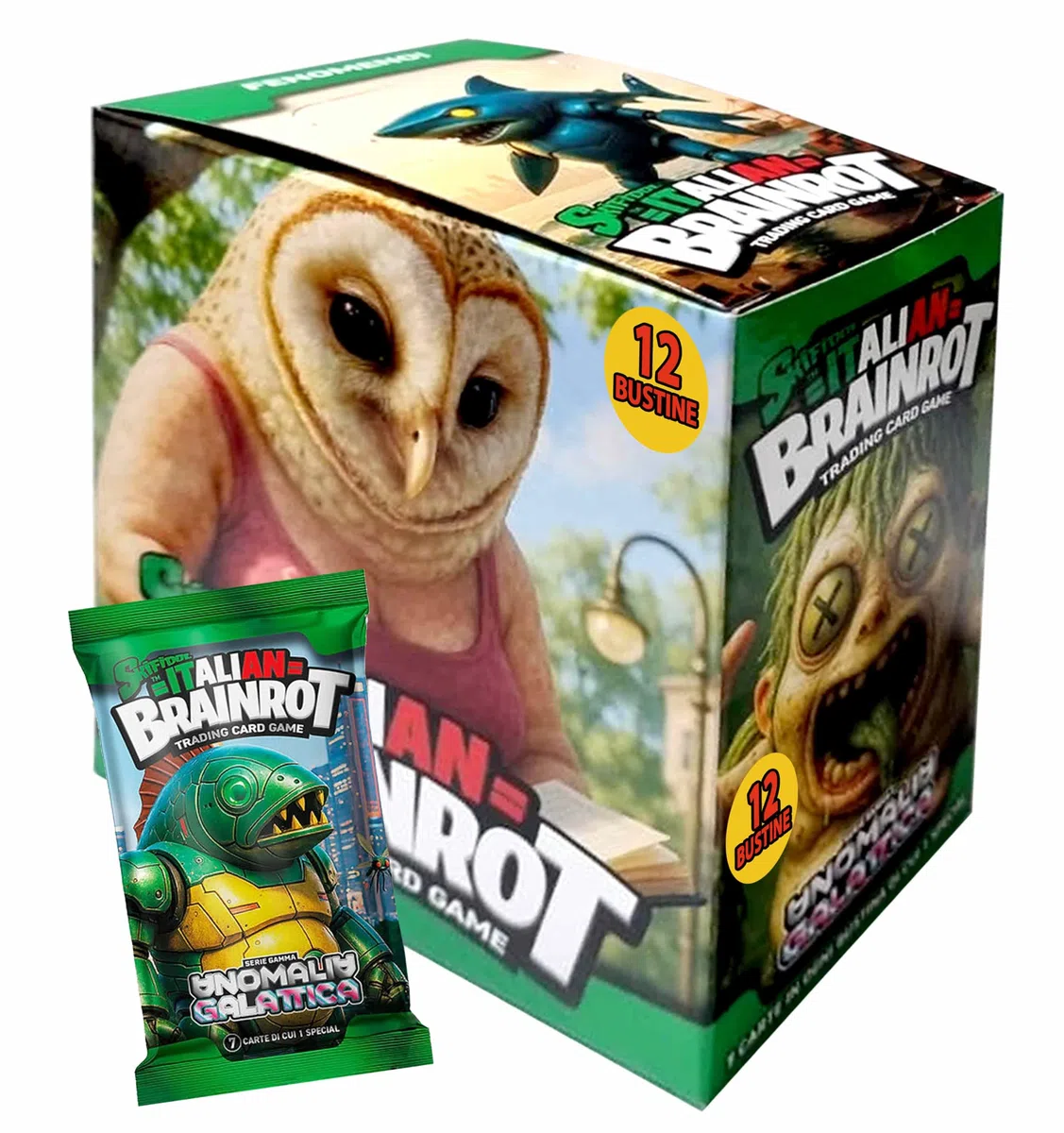 Generico Skifidol Italian Brainrot Trading Card Game, Serie Gamma Anomalia Galattica, 12 Bustine da 7 Carte, Gioco di Carte Collezionabili
