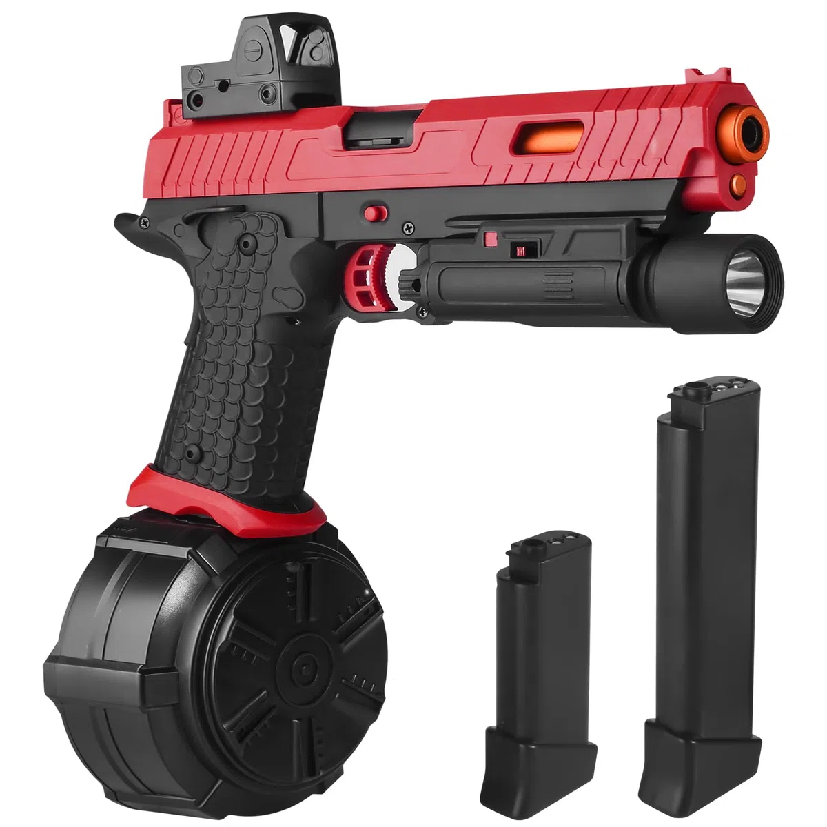 Giocattolo elettrico Gel Blast Nuovo X5, Completamente Automatico con Tamburo e Occhiali Dump Outdoor Team Game, JM - X2 Upgrade Dump 14+, Rosso