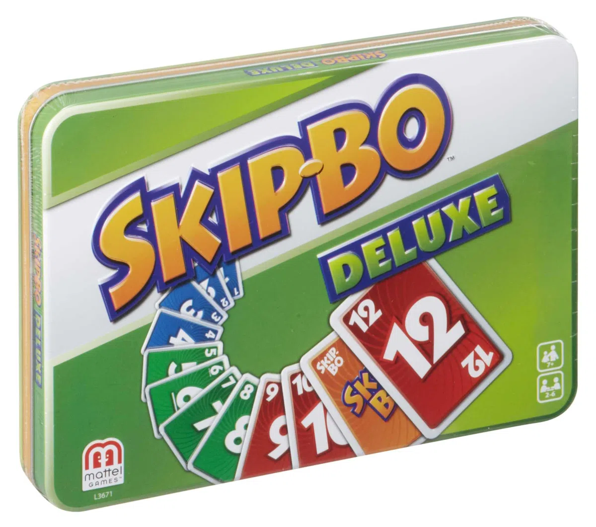 Mattel Games Skip-Bo Deluxe, Versione Speciale del Famoso Gioco di Carte Numerate in Sequenza con Confezione in Metallo da Collezione, Giocattolo per Bambini, 7+ anni, L3671