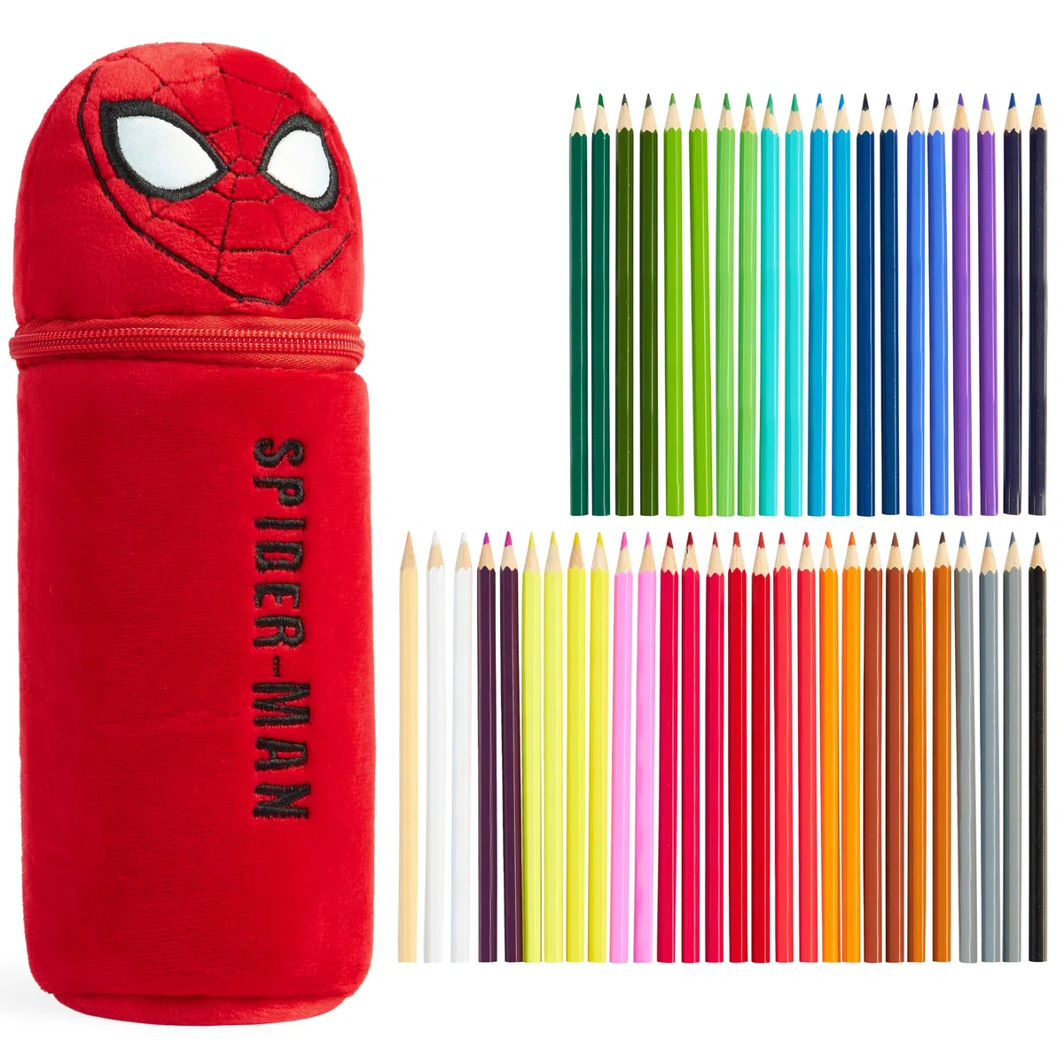 Marvel Spiderman Matite Colorate con Astuccio Scuola 48 Pz Iron Man Set da Colorare per Disegnare e Schizzare Regalo Bambino (Rosso Spiderman)
